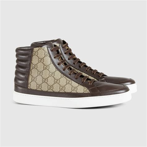 leather high-top sneaker gucci|Gucci supreme high top sneakers.